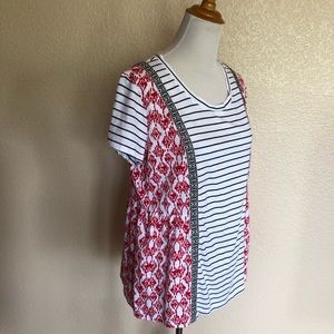 Style & Co Striped Short Sleeve Tee Top Size S
